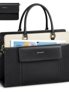 Laptop Bag for Women 15.6 inch Leather Laptop Tote Bag Large Computer Bags Water